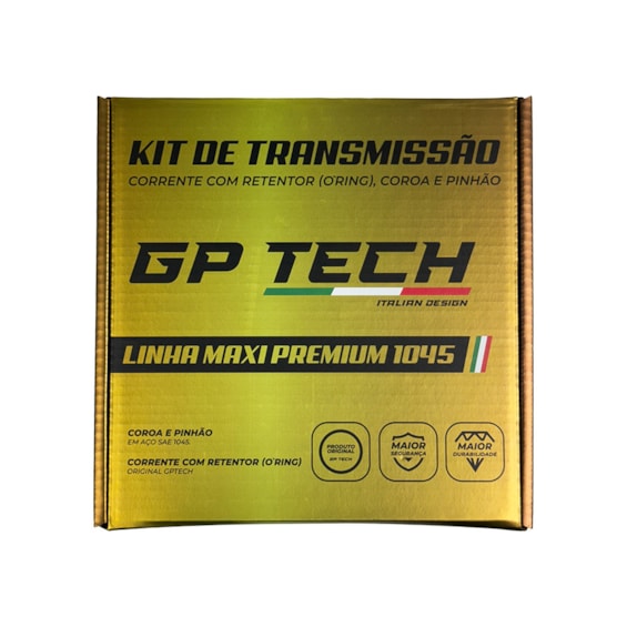 KIT TRANSMISSÃO RELAÇÃO GP TECH FAZER 250 2005-17 C/ RETENTOR (C-45 P-15T 428HO-132L)